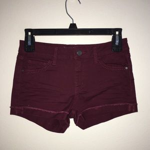 Burgundy shorts tight fit
